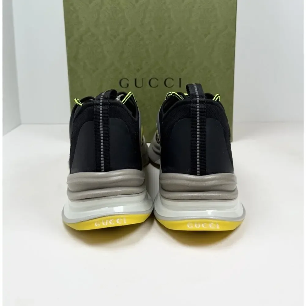 Size 11.5US - Gucci Run GG Black Yellow Knit Sneakers💛 NEW/RETAIL $850!